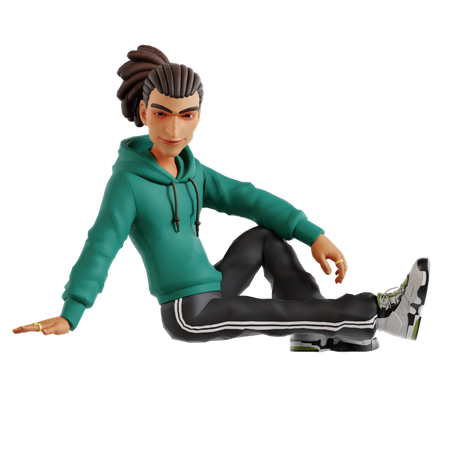 Homem com dreadlocks dando pose sentada  3D Icon