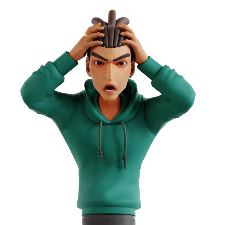Homem com dreadlocks fazendo pose chocante  3D Icon