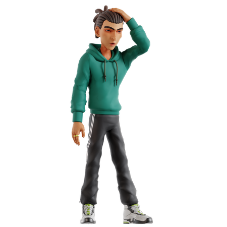 Homem com dreadlocks fazendo pose chocante  3D Icon
