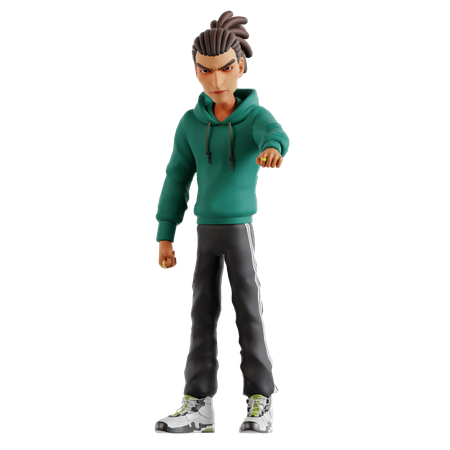 Homem com dreadlocks fazendo pose de punho  3D Icon