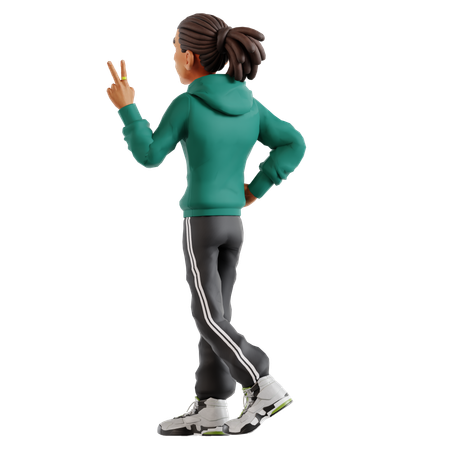Homem com dreadlocks fazendo pose de vitória  3D Icon