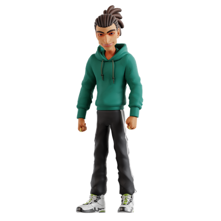 Homem com dreadlocks fazendo pose em pé  3D Icon