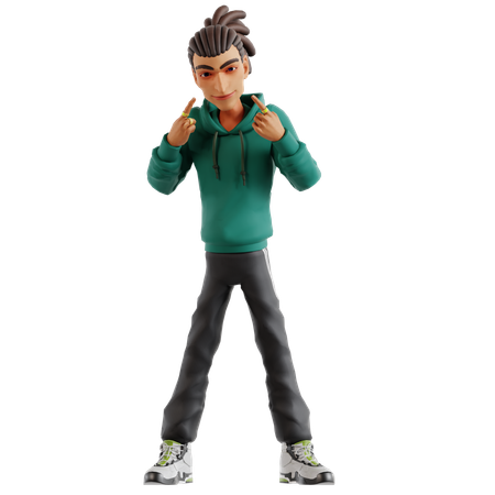 Homem com dreadlocks mostrando gesto de mão de pedra  3D Icon