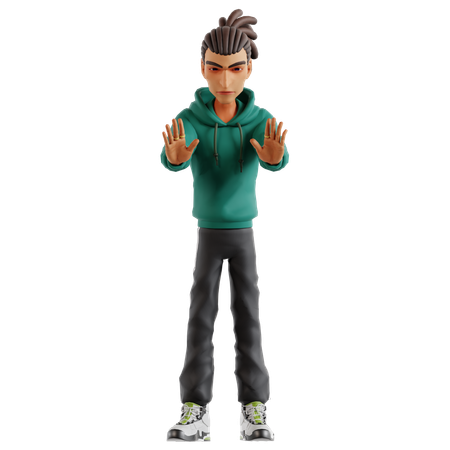 Homem com dreadlocks mostrando gesto de parada  3D Icon