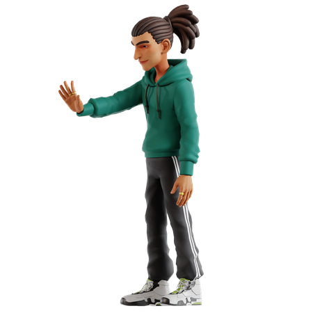 Homem com dreadlocks mostrando gesto de parada usando a mão direita  3D Icon