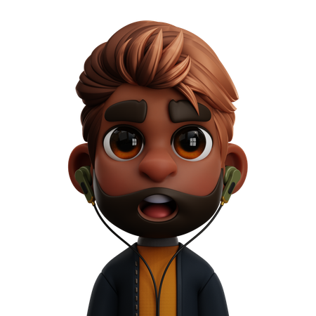 Homem com fone de ouvido  3D Icon
