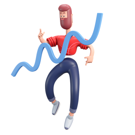 Homem com gráfico de progresso  3D Illustration
