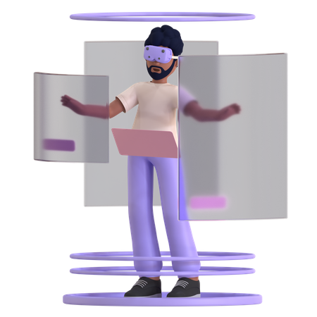 Homem com holograma  3D Illustration