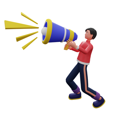 Homem com megafone  3D Illustration