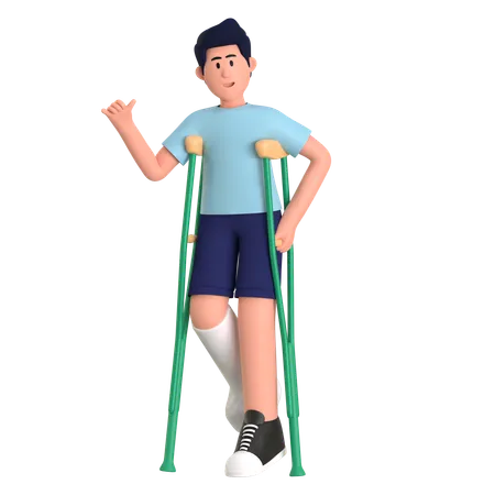 Homem com perna quebrada  3D Illustration