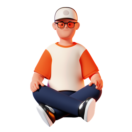 Homem com pose de meditação  3D Illustration