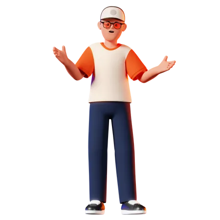 Homem com pose de surpresa  3D Illustration