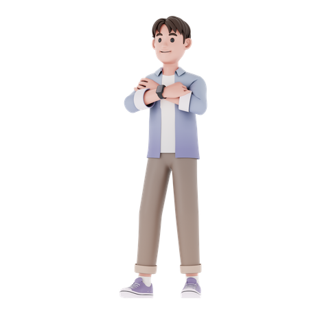 Homem com pose firme  3D Illustration