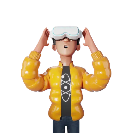 Homem com realidade virtual  3D Illustration