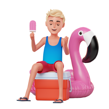 Homem com uma popcycle  3D Illustration