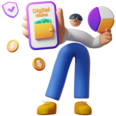 Relatório do Homem com carteira digital  3D Icon