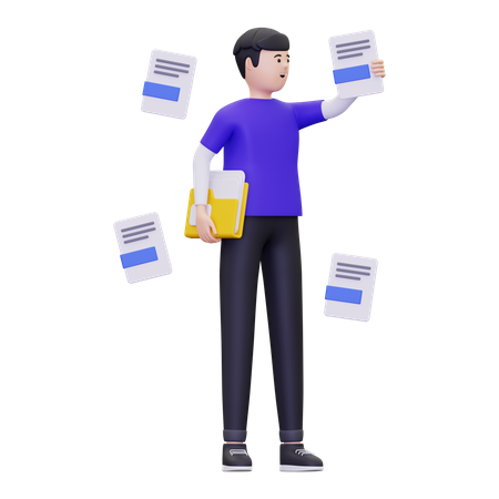 Homem com vários formatos de arquivo  3D Icon