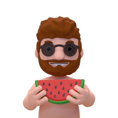 Homem comendo melancia  3D Icon