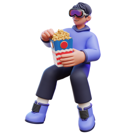 Homem comendo pipoca  3D Icon