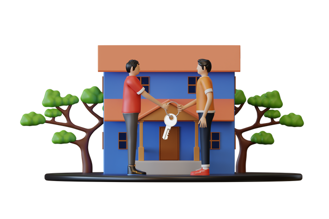 Homem comprando casa  3D Illustration