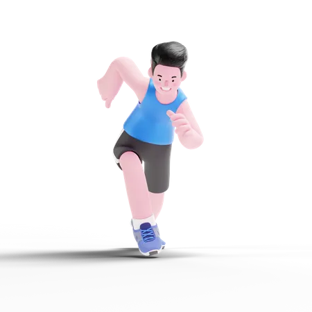 Homem correndo em partida  3D Illustration