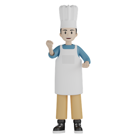 Cozinheiro masculino comemora sucesso  3D Illustration