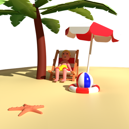 Homem aproveitando as férias  3D Illustration