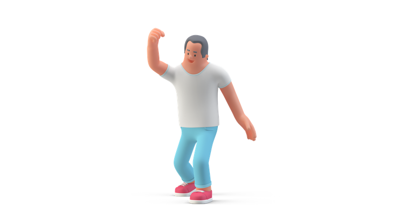 Homem dançando de alegria  3D Illustration
