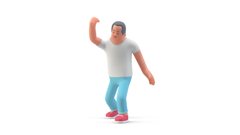 Homem dançando de alegria  3D Illustration