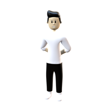 Homem dando as mãos atrás das costas  3D Illustration