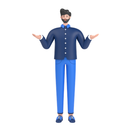 Homem fazendo pose confusa  3D Illustration