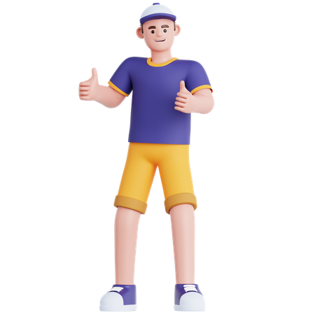 Homem dando dois polegares para cima  3D Icon