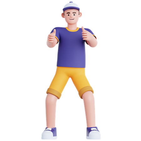 Homem dando dois polegares para cima  3D Icon