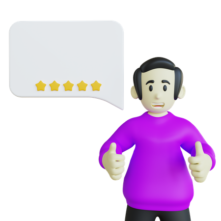 Homem dando feedback positivo  3D Illustration
