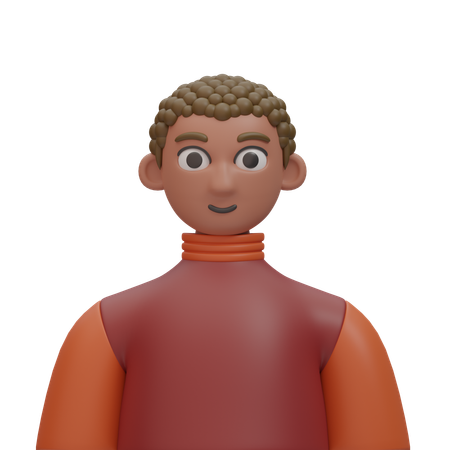 Homem de cabelos cacheados sorrindo  3D Icon