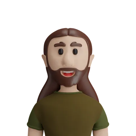 Homem de cabelo comprido  3D Icon