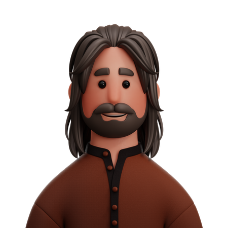 Homem de cabelo comprido  3D Icon