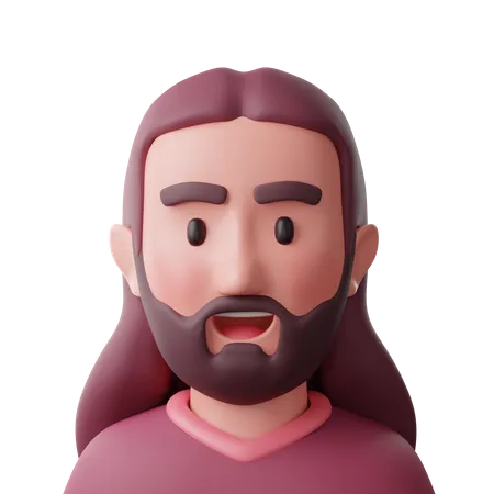Homem de cabelo comprido  3D Icon