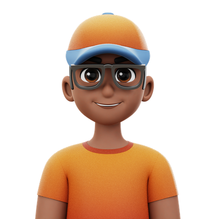 Homem de cabelo curto com óculos e chapéu  3D Icon