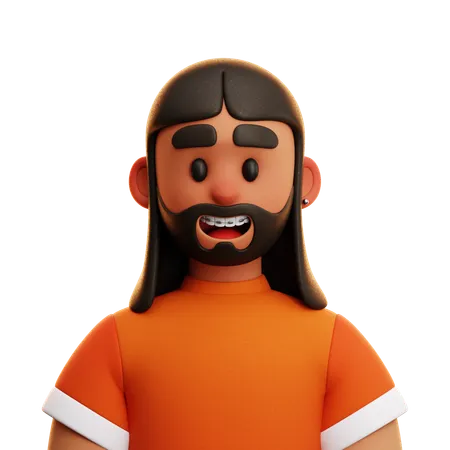 Homem de cabelo comprido  3D Icon