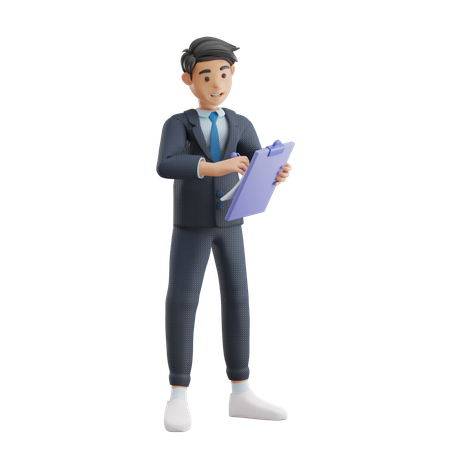 Homem de negócios fazendo anotações  3D Icon