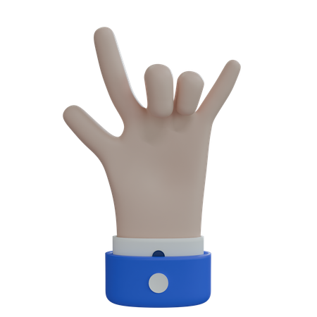 Homem de negócios mão rock on com polegar mão branca  3D Icon