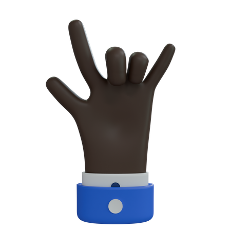 Homem de negócios mão rock on com polegar mão preta  3D Icon