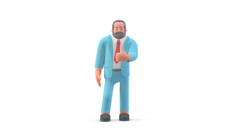 Homem de negócios mostrando os polegares para cima  3D Illustration