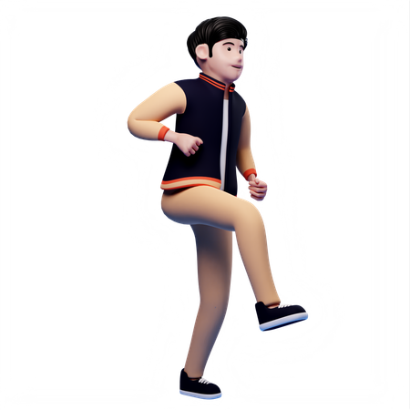 Homem de pé sobre uma perna  3D Illustration