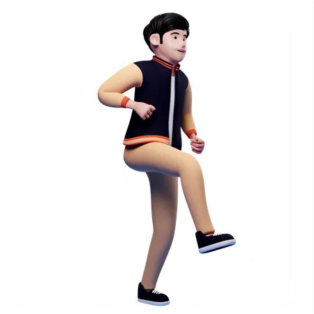 Homem de pé sobre uma perna  3D Illustration