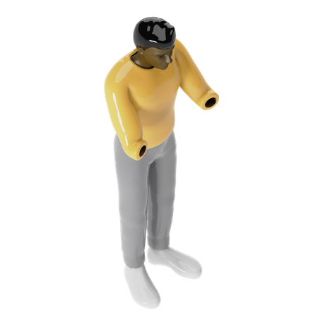 Homem deficiente africano  3D Illustration