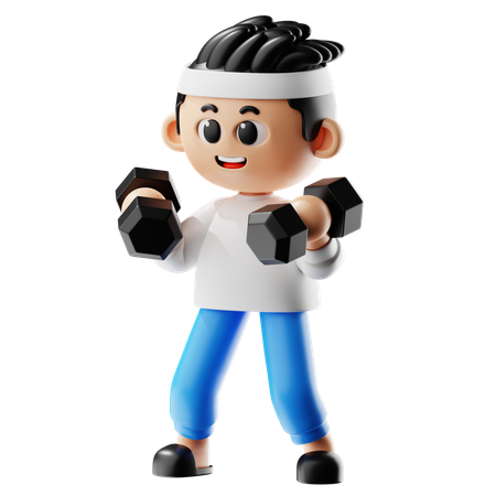 Homem folheando haltere hexagonal  3D Icon