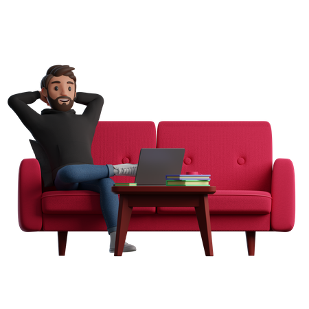 Homem descansando no sofá  3D Illustration
