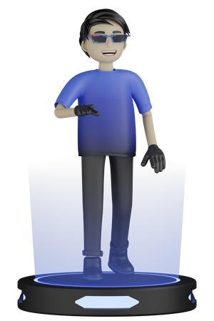 Homem curtindo o mundo virtual  3D Illustration